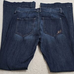 Express High Rise Bell Bottom Dark Blue Women's Jeans